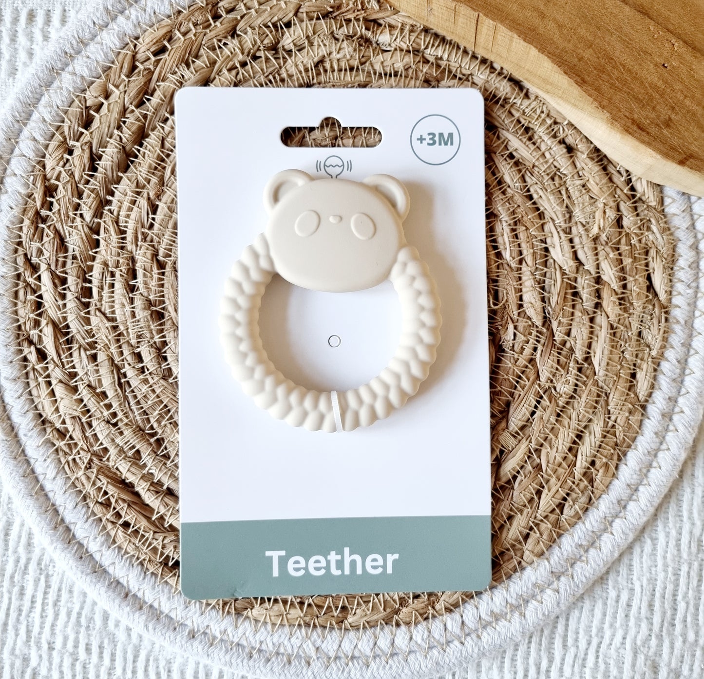 Siliconen Bijtring Pandabeer Beige