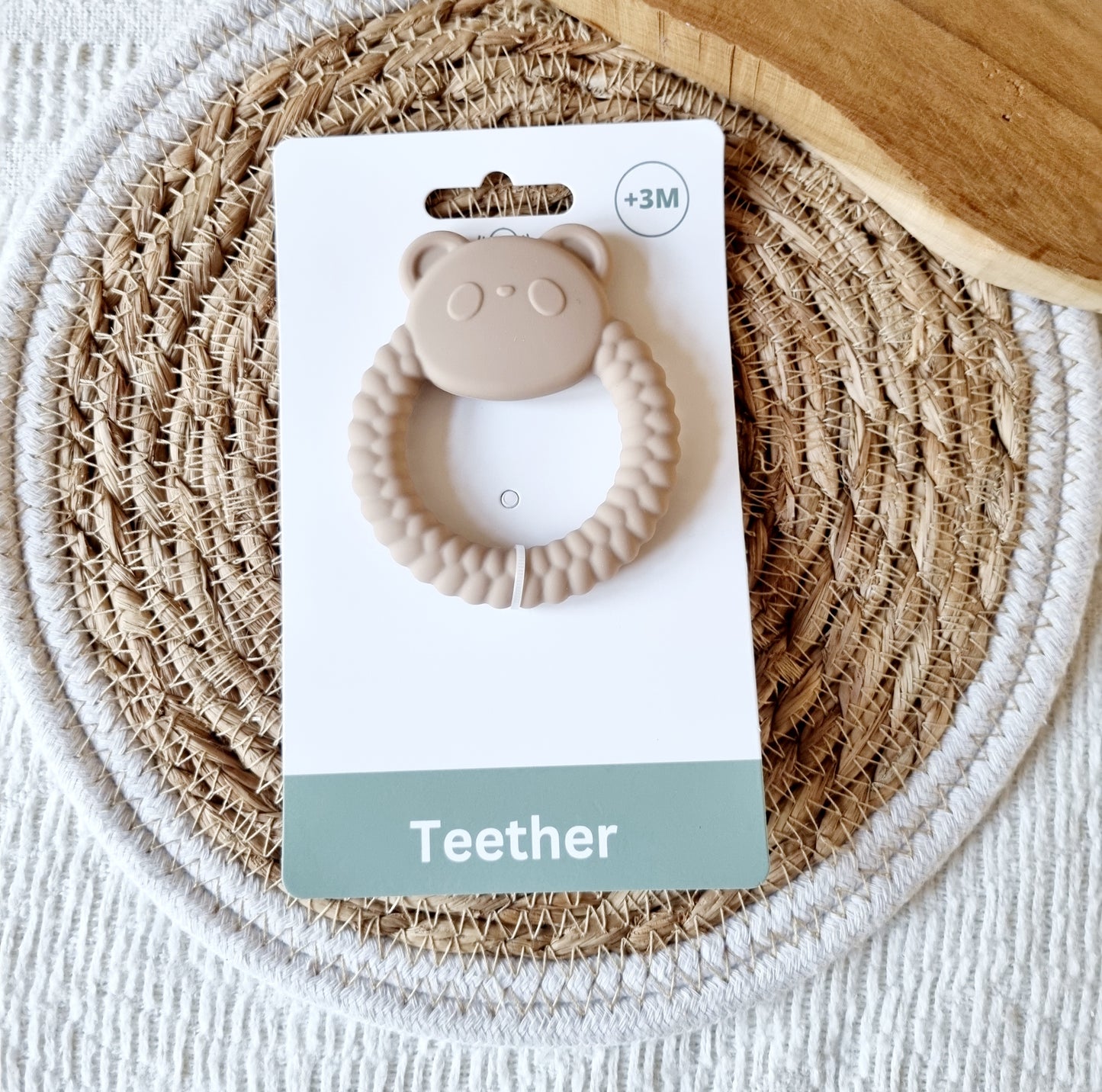 Siliconen Bijtring Pandabeer Zand