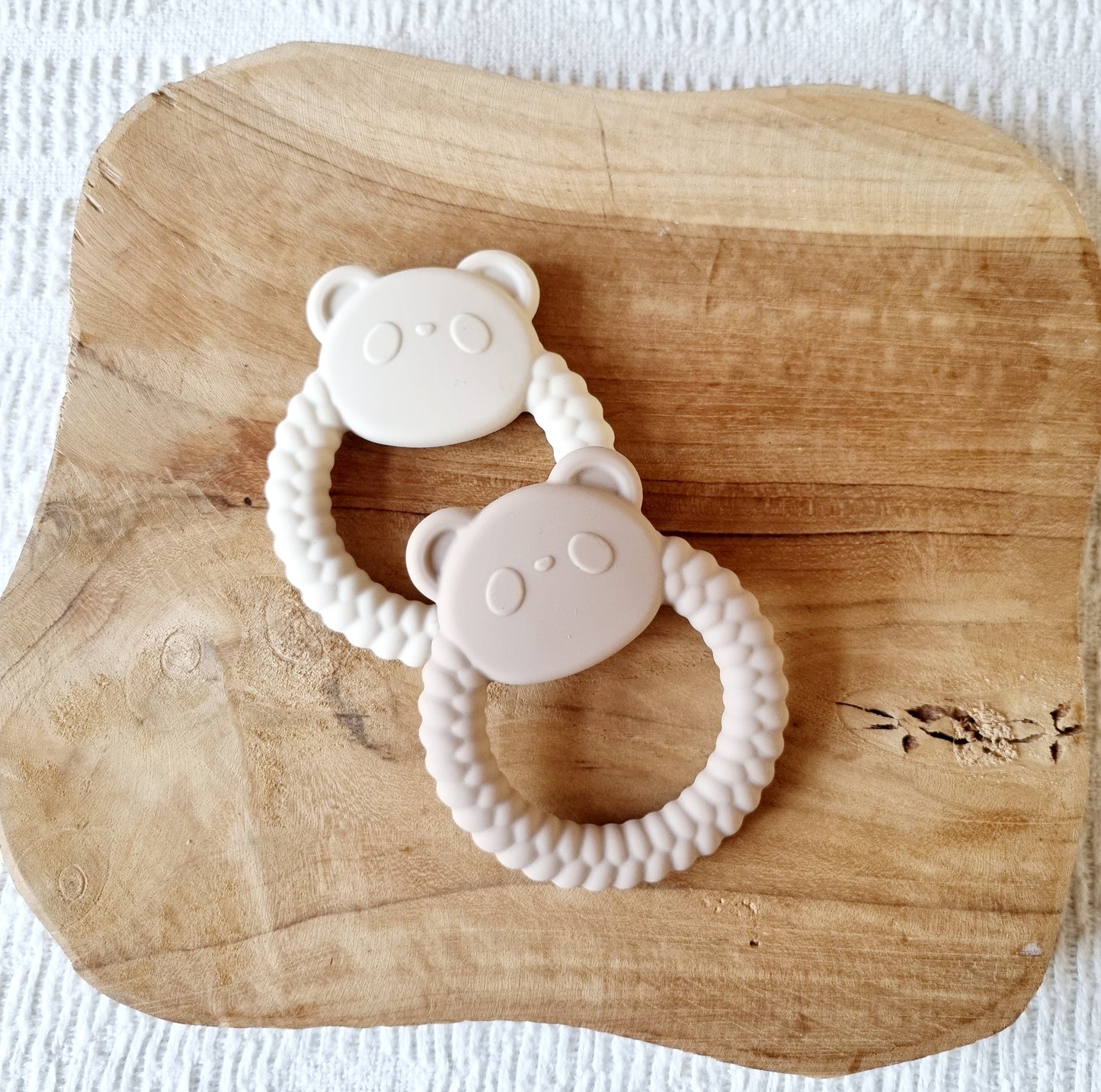 Siliconen Bijtring Pandabeer Beige