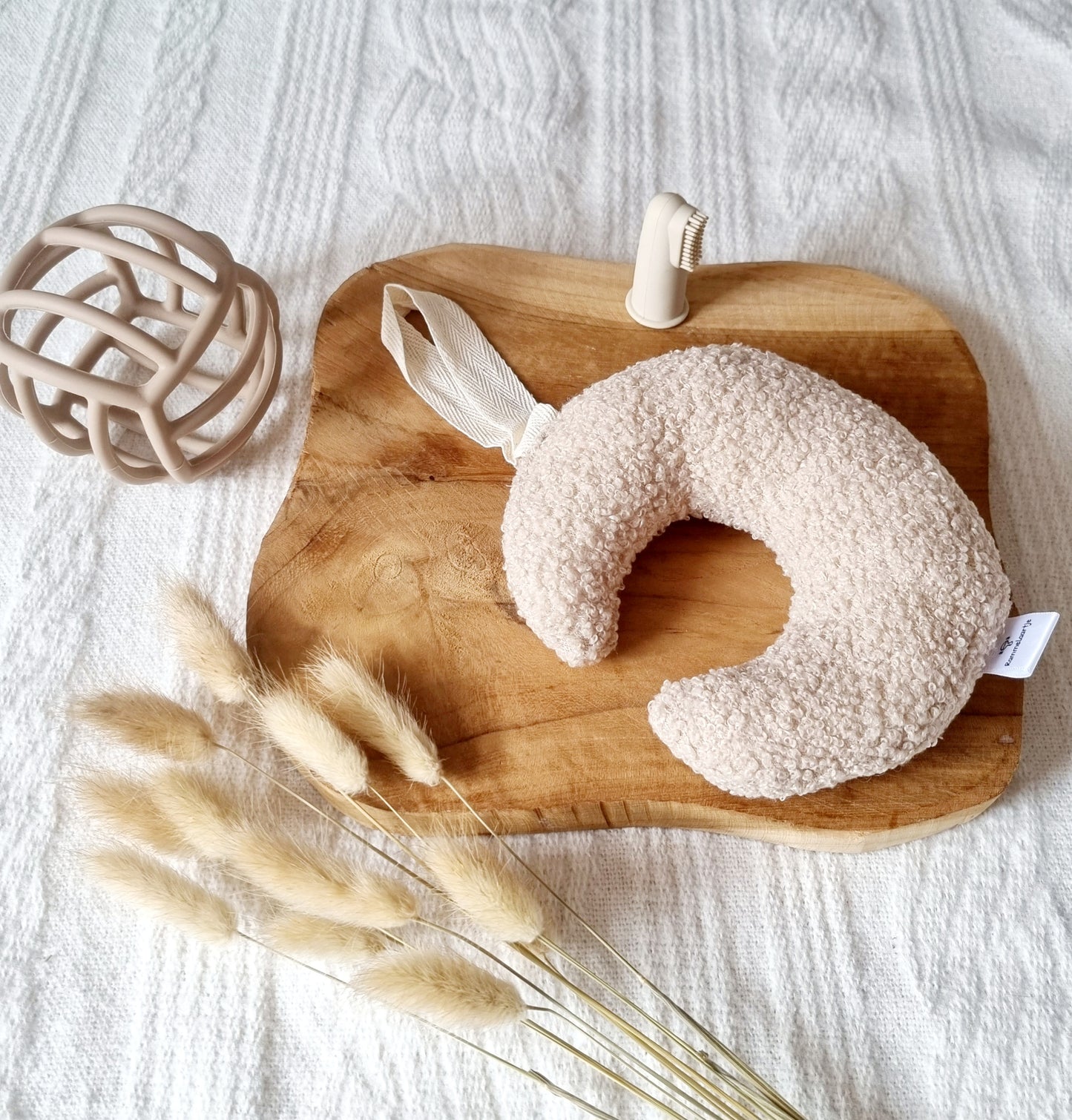 Speenkoord opgevulde Teddystof Maan - Beige