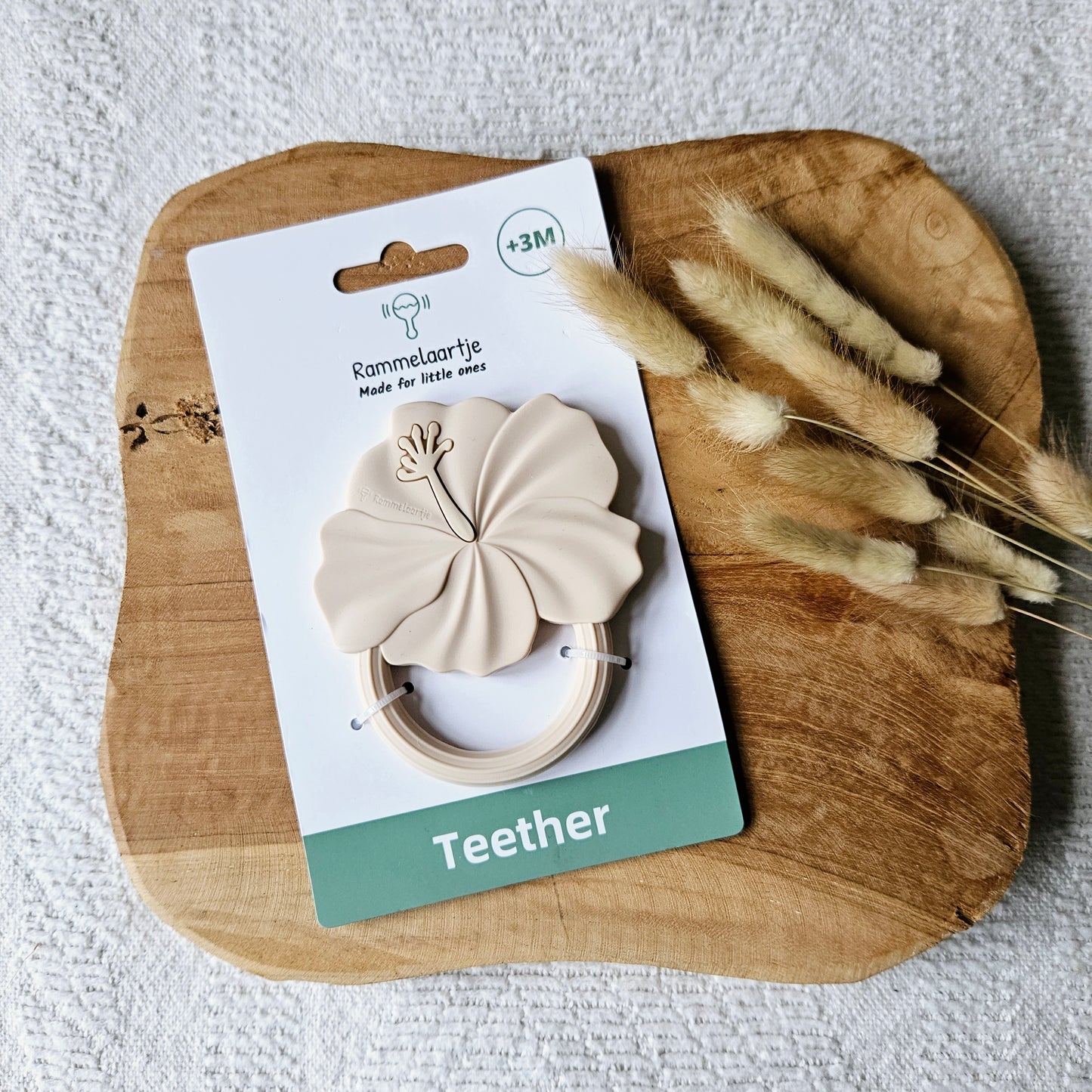Siliconen Bijtring Hibiscus - Beige