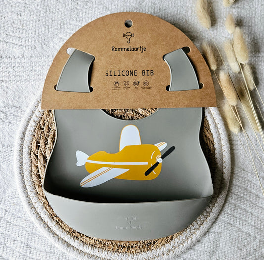 Siliconen slabber Salie - Vliegtuig Okergeel