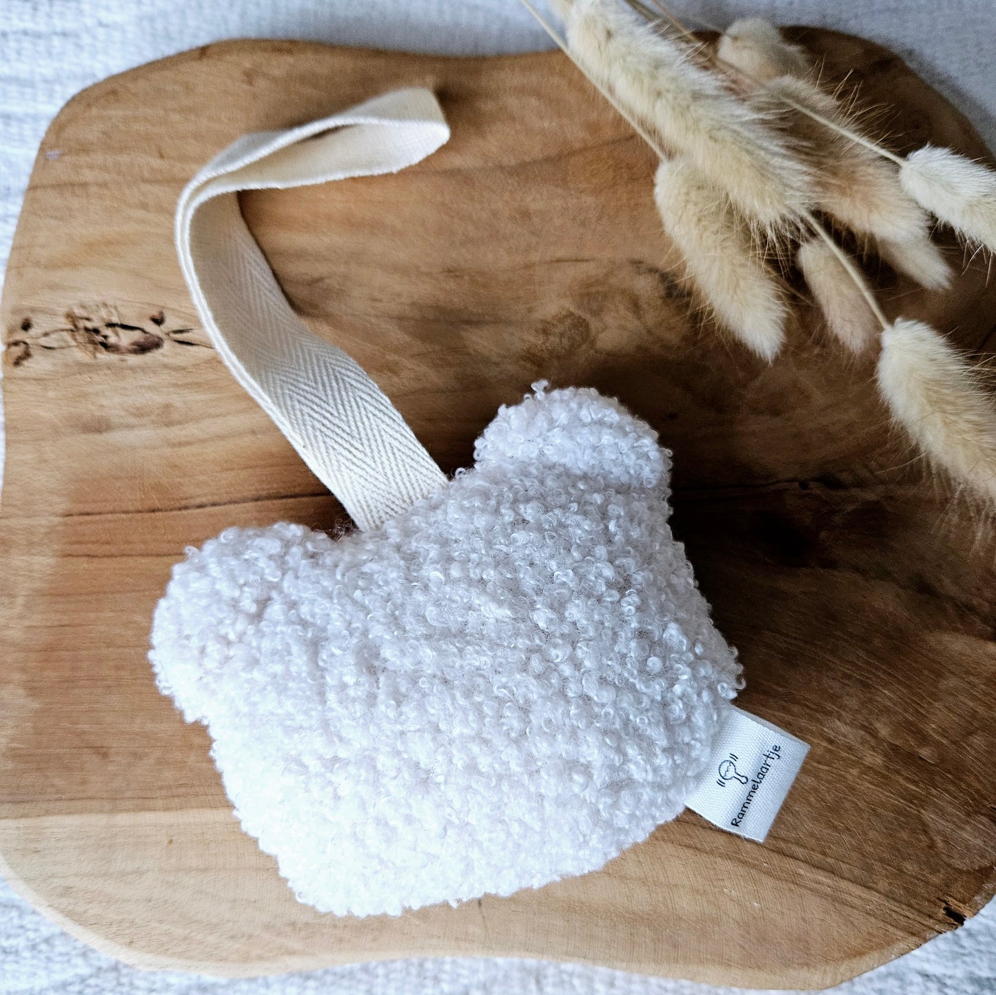 Handgemaakt Speenkoord Beer Teddystof - Wit