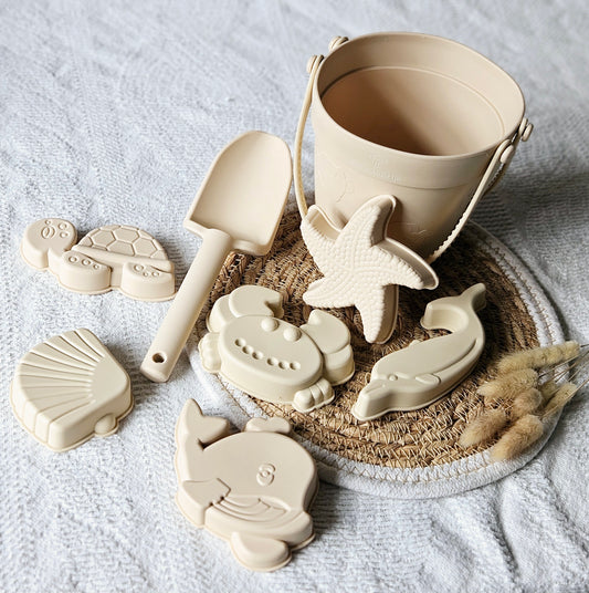 Siliconen emmer met vormpjes - Beige