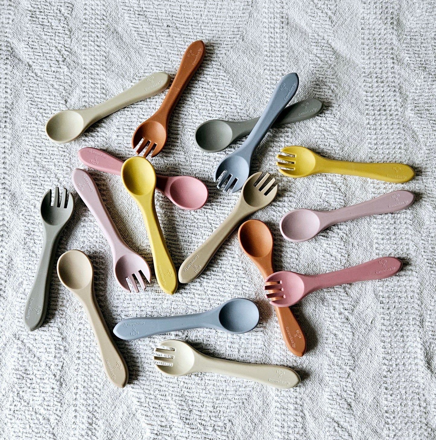 Siliconen Lepel en Vork - Zachtroze