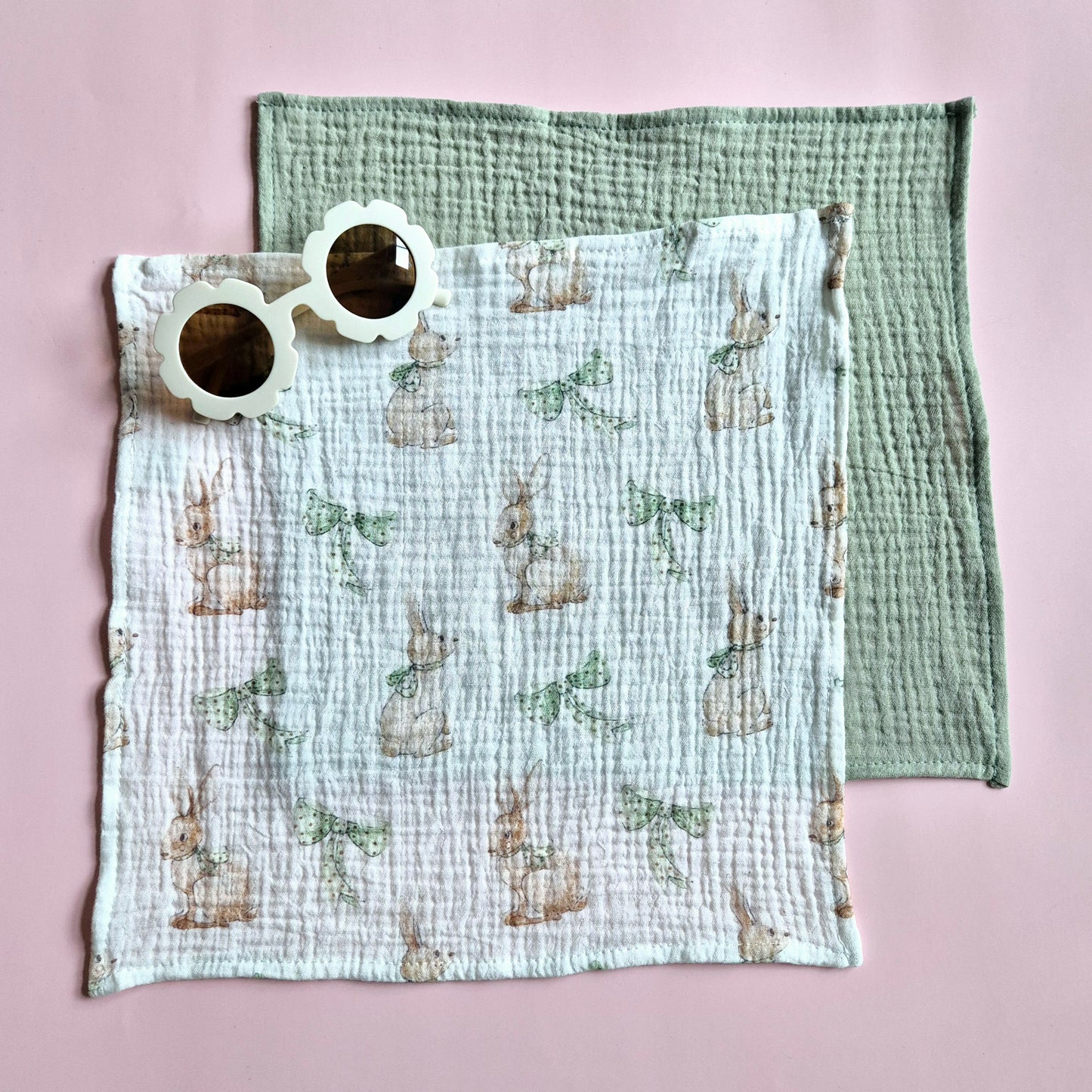 Set van 2x Hydrofiele doek 30x30cm - Konijn