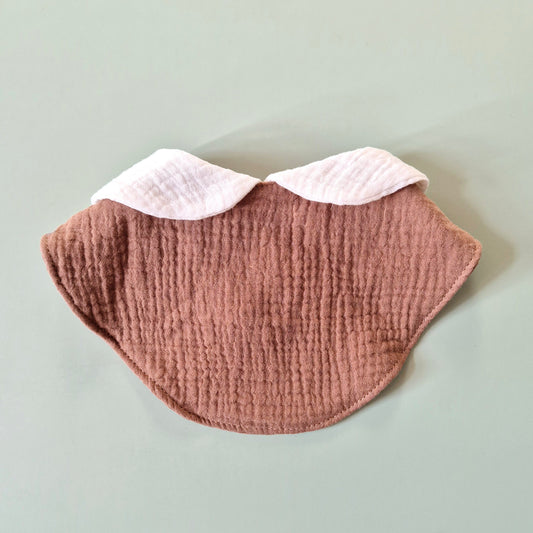 3-laags Hydrofiele Slabber / Kwijlslab met schattig kraagje - Bruin