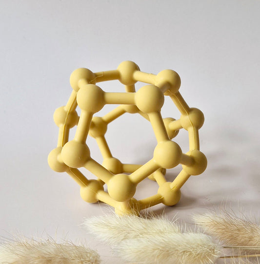 Flexibele Siliconen Motoriekbal met Bollen – Okergeel | Baby Speelgoed