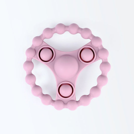 Siliconen Bijtring met Pop-it - Zachtroze