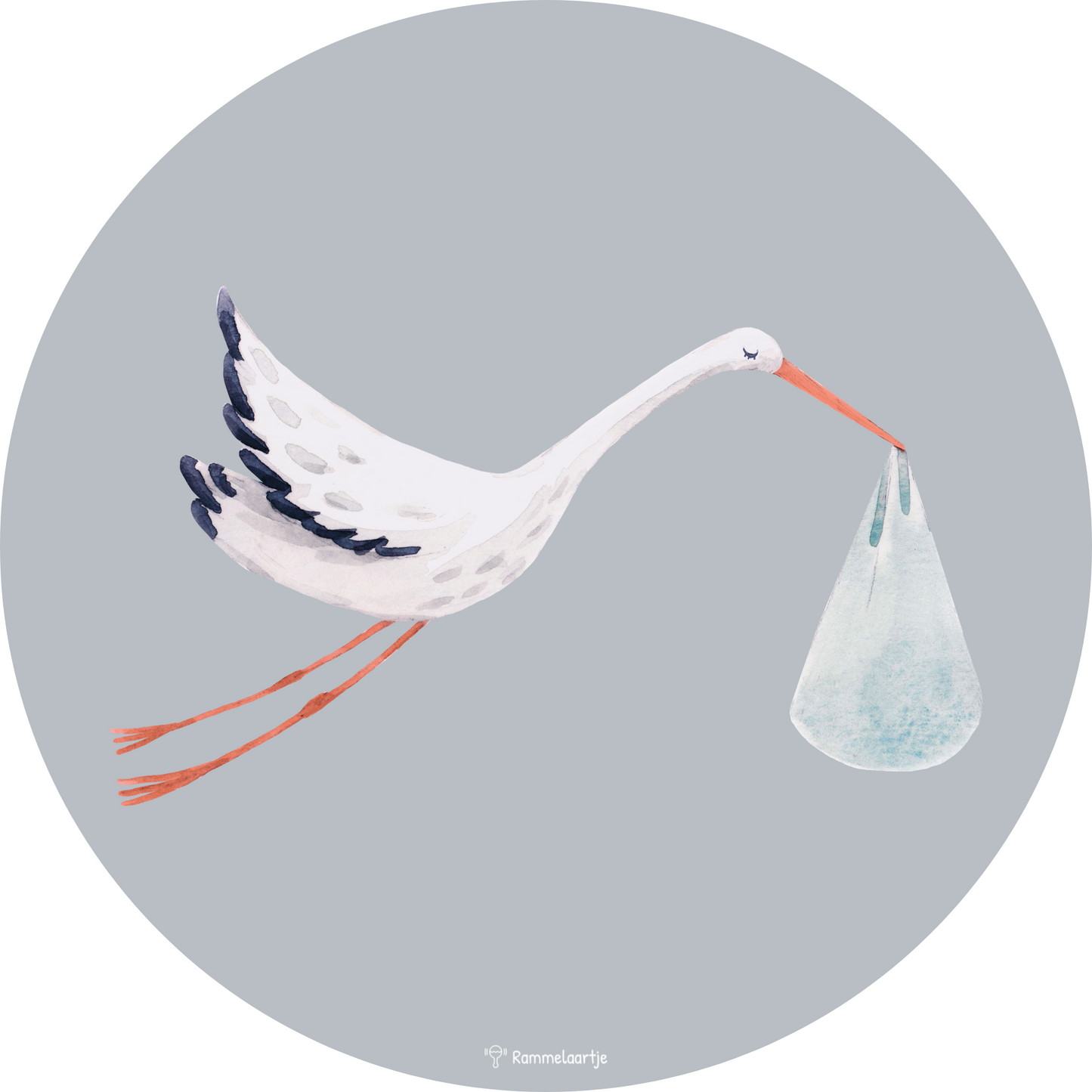 Muursticker ⌀30cm - Ooievaar