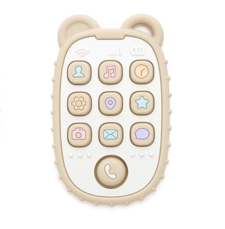 Siliconen Bijtring met Telefoon - Beige