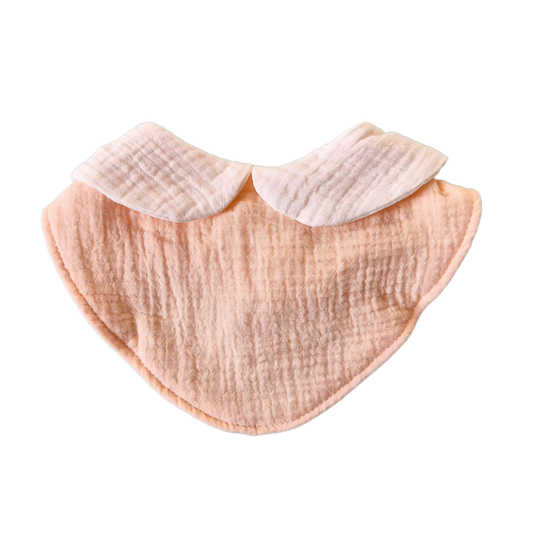 3-laags Hydrofiele Slabber / Kwijlslab met schattig kraagje - Beige