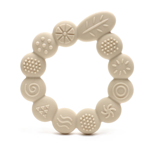 Siliconen bijtring met texturen Leaf - Beige
