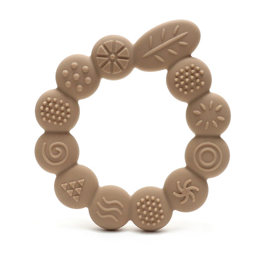 Siliconen bijtring met texturen Leaf - Zand