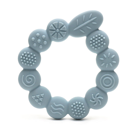 Siliconen bijtring met texturen Leaf - Blauw