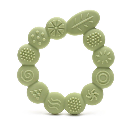 Siliconen bijtring met texturen Leaf - Groen