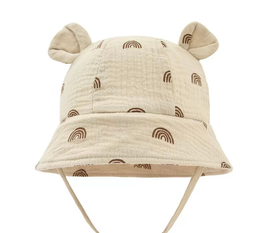 Hydrofiele zonnehoed voor baby - Beige met Regenboog