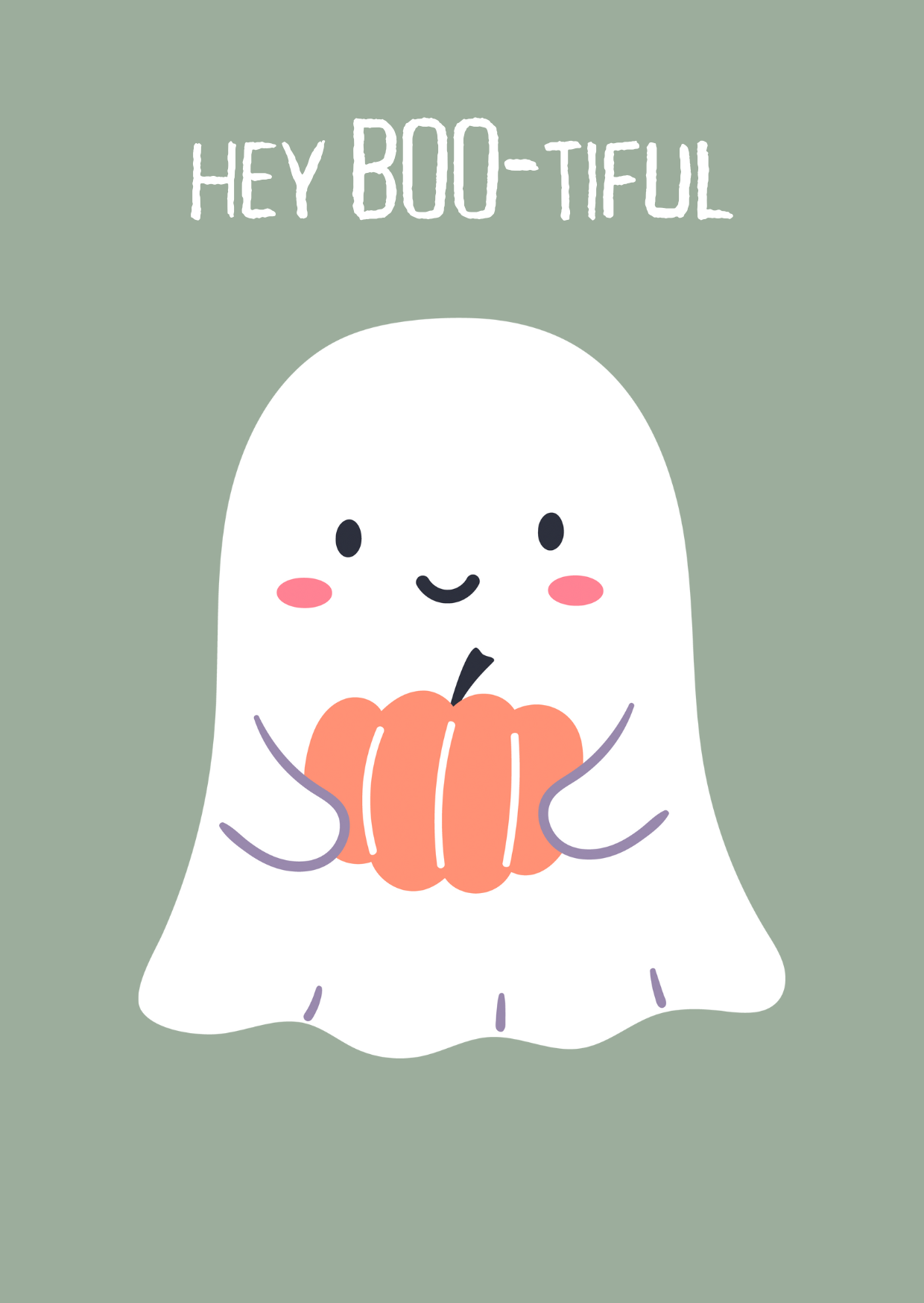 Kaart + envelop Halloween Spook Hey BOO-tiful