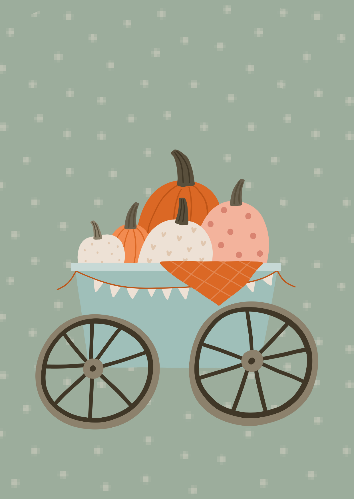 Kaart + envelop Halloween Kar met pompoenen