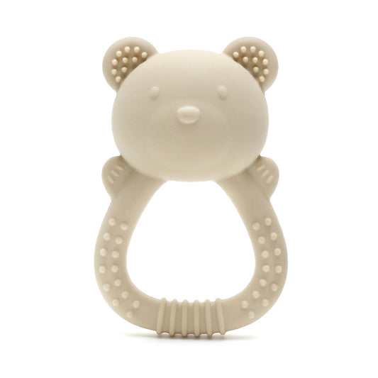 Siliconen Rammelaar Bijtring Beer - Beige