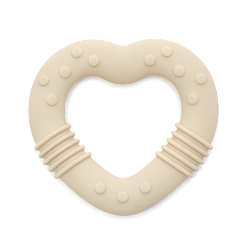 Siliconen Bijtring Hart - Beige