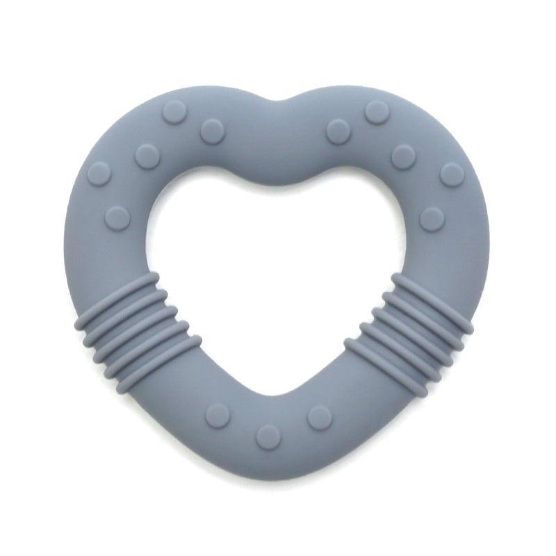 Siliconen Bijtring Hart - Grijsblauw