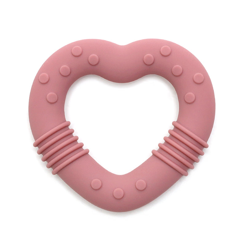 Siliconen Bijtring Hart - Poederroze