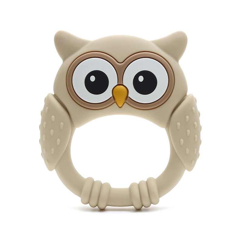 Siliconen Bijtring Uil - Beige