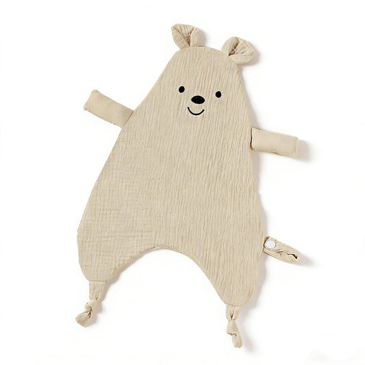 Hydrofiele knuffeldoek beer met bevestigingskoord - Beige