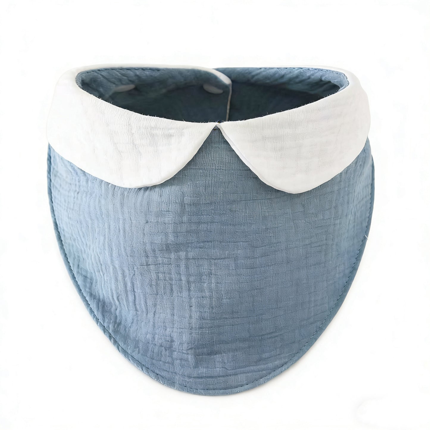 3-laags Hydrofiele Slabber / Kwijlslab met schattig kraagje - Grijsblauw