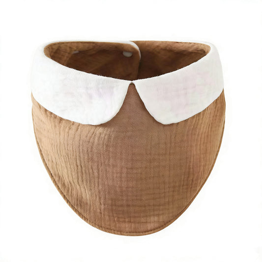 3-laags Hydrofiele Slabber / Kwijlslab met schattig kraagje - Bruin