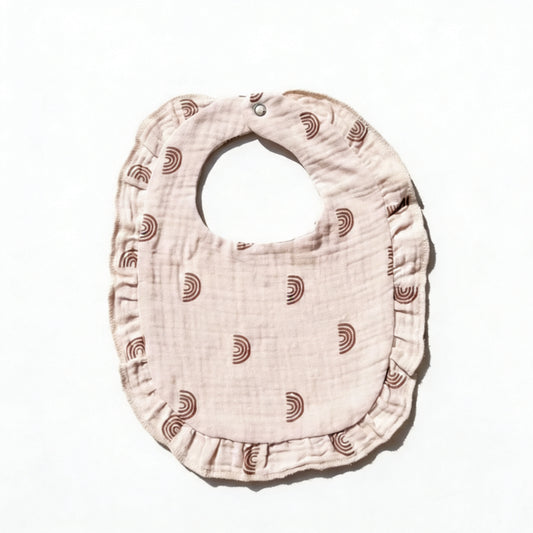 Zachte hydrofiele slabber met ruches en schattige regenboog print