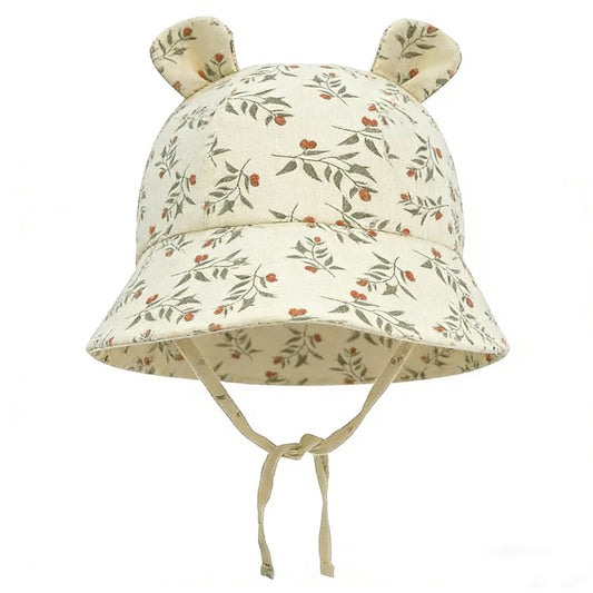 Hydrofiel baby zonnehoedje met oortjes – verstelbaar | Floral