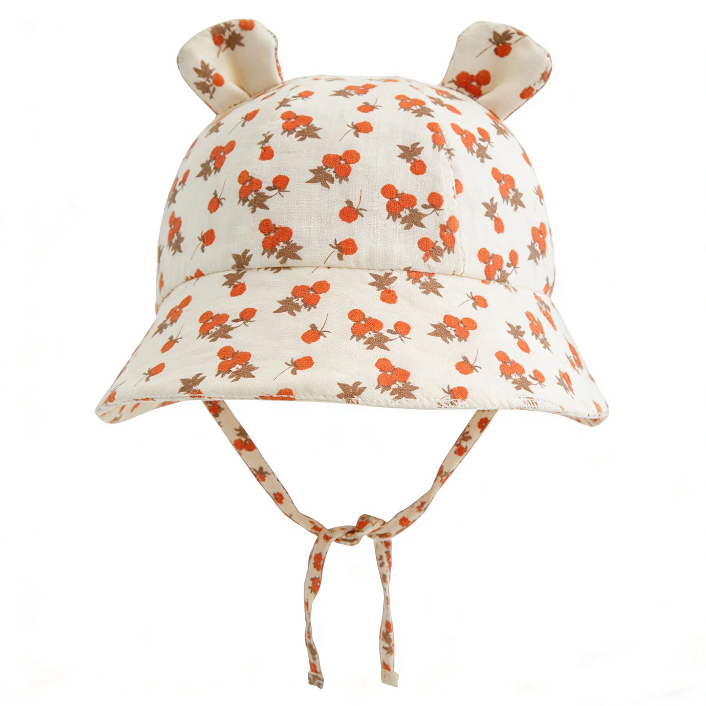 Hydrofiel baby zonnehoedje met oortjes – verstelbaar | Sinaasappelprint