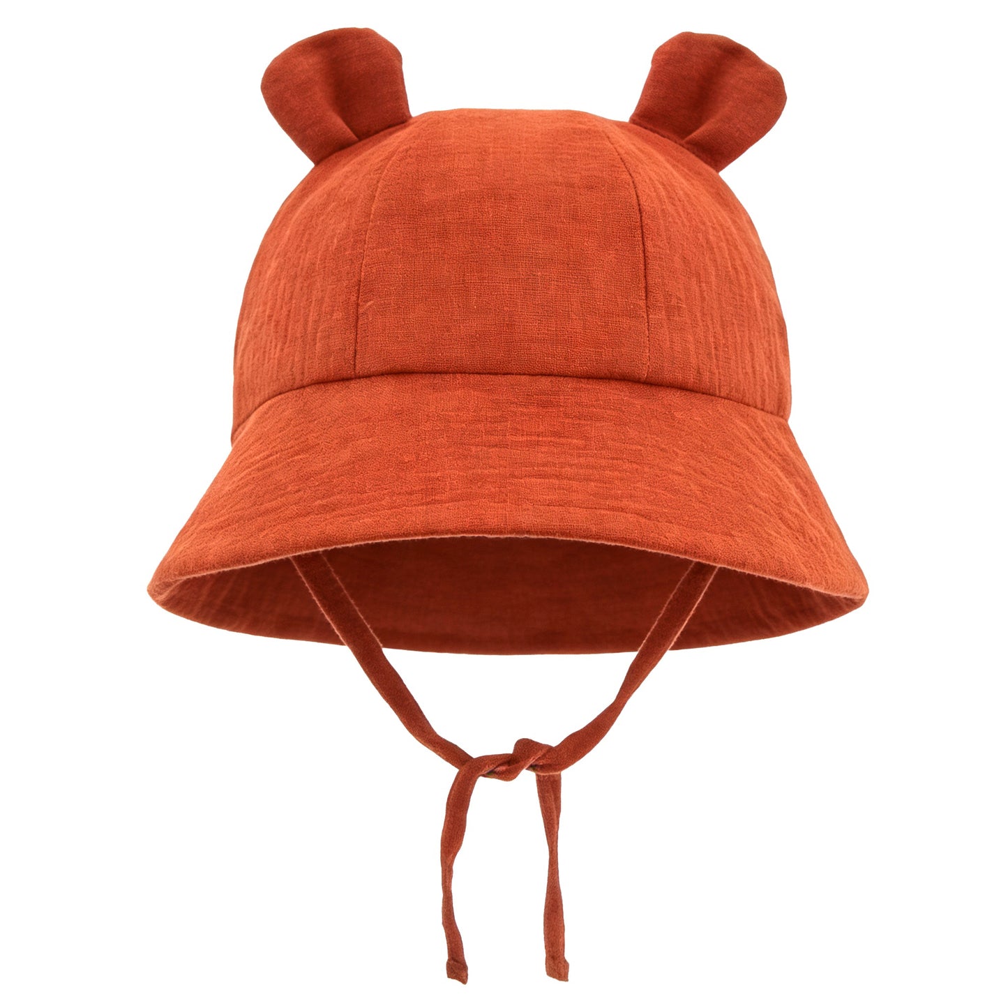 Hydrofiel baby zonnehoedje met oortjes – verstelbaar | Terracotta