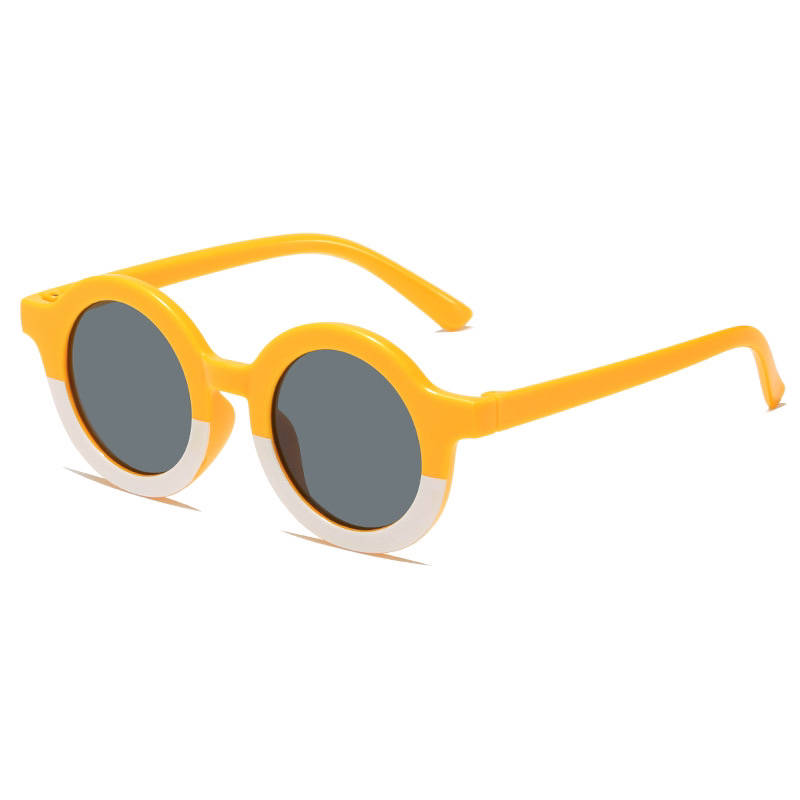 Baby- en kinder zonnebril UV400 rond - Okergeel / Wit