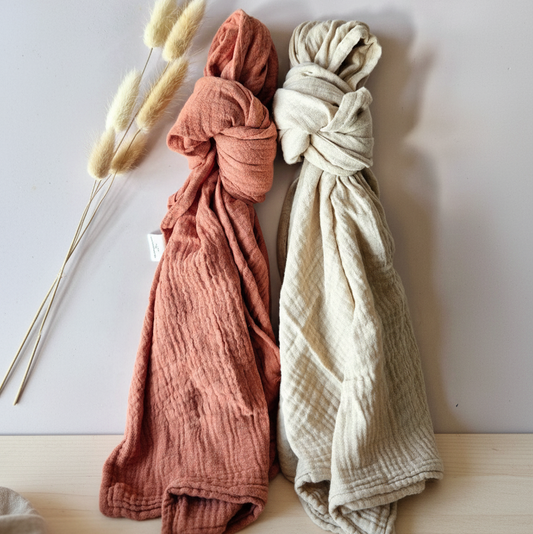 XL hydrofiele doeken – set van 2 stuks (100x90 cm) - Beige & Roest