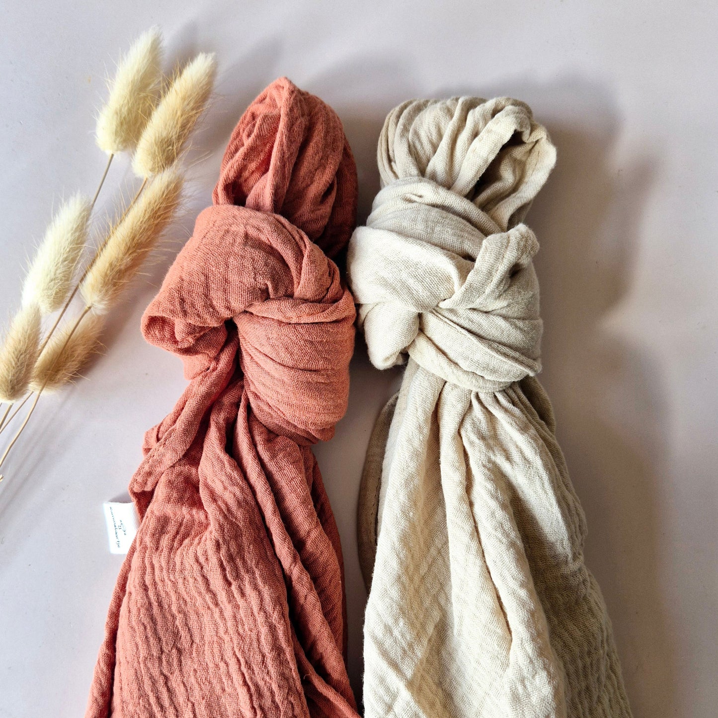 Set van 2 hydrofiele doeken 100x90 cm in neutrale tinten – Rammelaartje