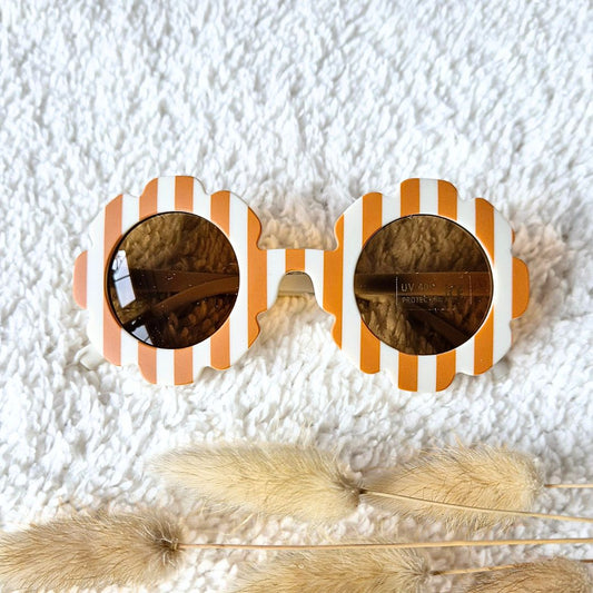 Baby- en kinder zonnebril UV400 bloem - Gestreept Camel / Beige