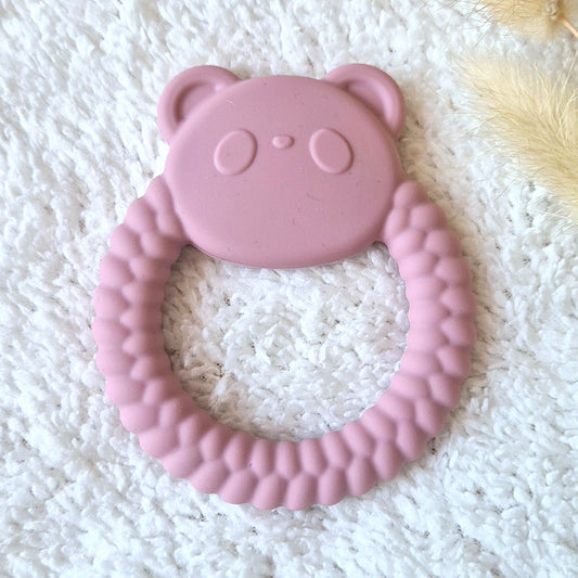 Siliconen Bijtring Pandabeer Poederroze