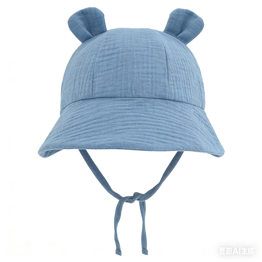 Hydrofiel baby zonnehoedje met oortjes – verstelbaar | Zachtblauw