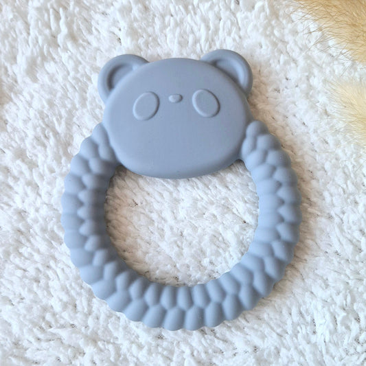 Siliconen Bijtring Pandabeer Grijsblauw