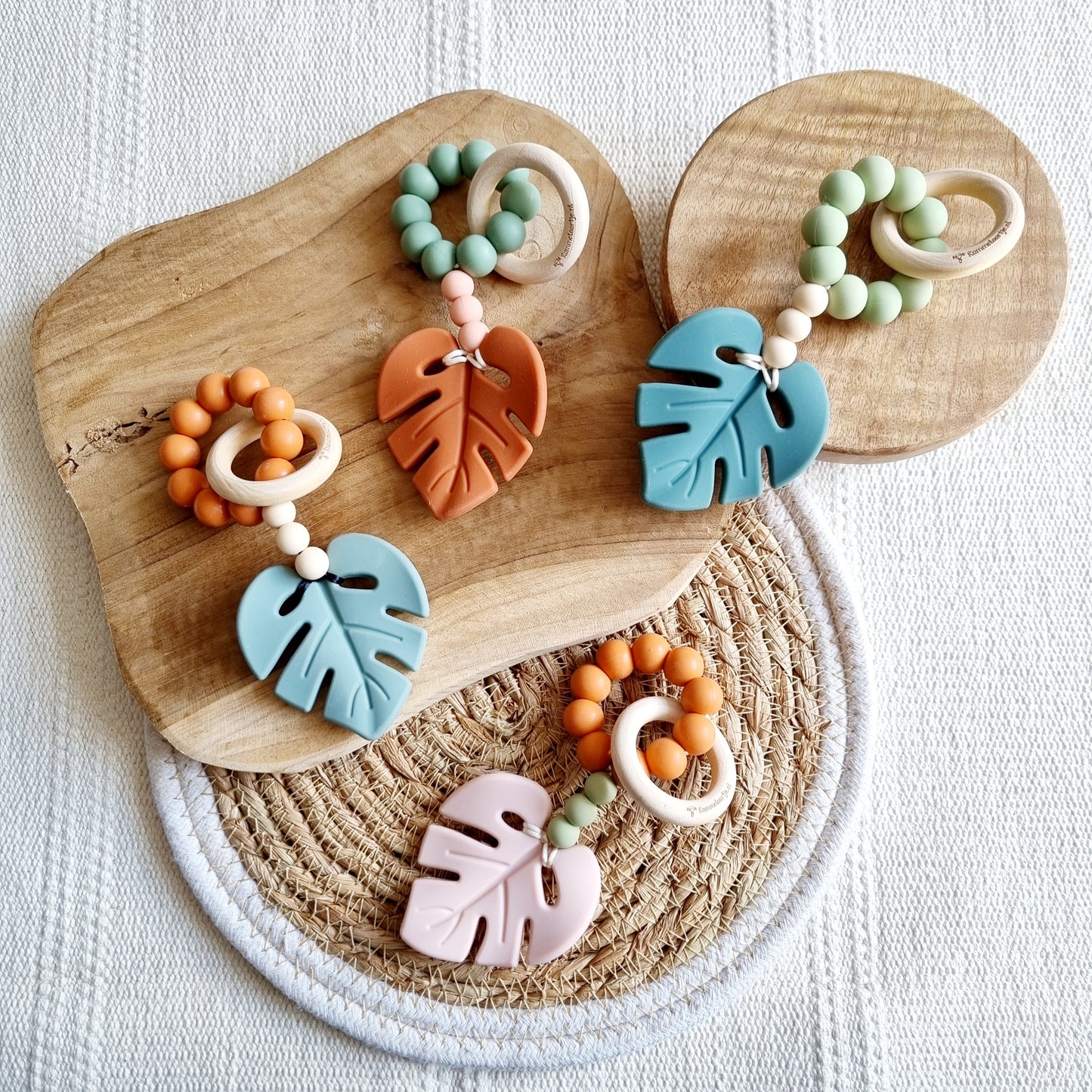 Bijtring Leaf - Salie / Beige / Cognac