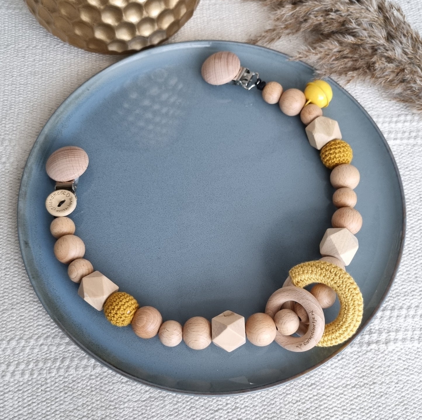 Wagenspanner basic hout - Okergeel