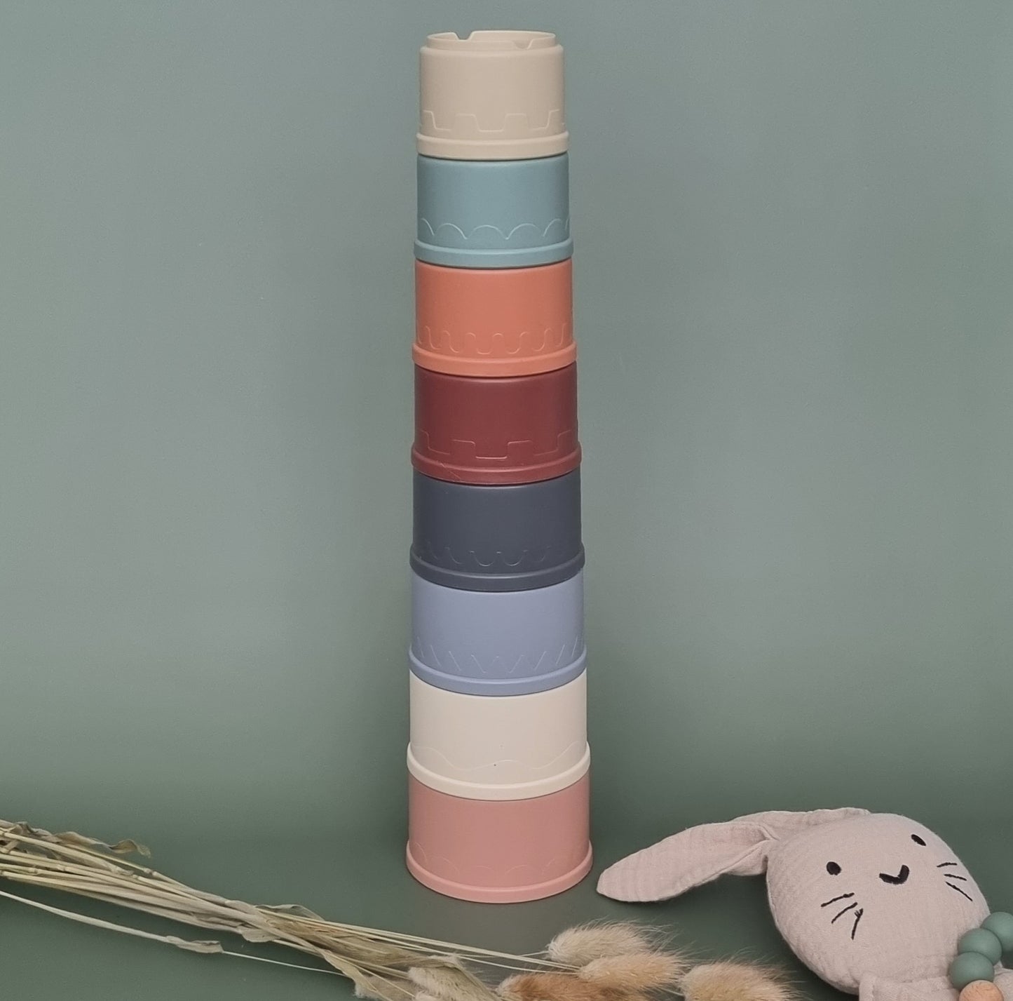 Rammelaartje Stapelbekers / Stapeltoren aardetinten 8 stuks