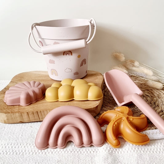 Siliconen emmer met vormpjes - Regenboog