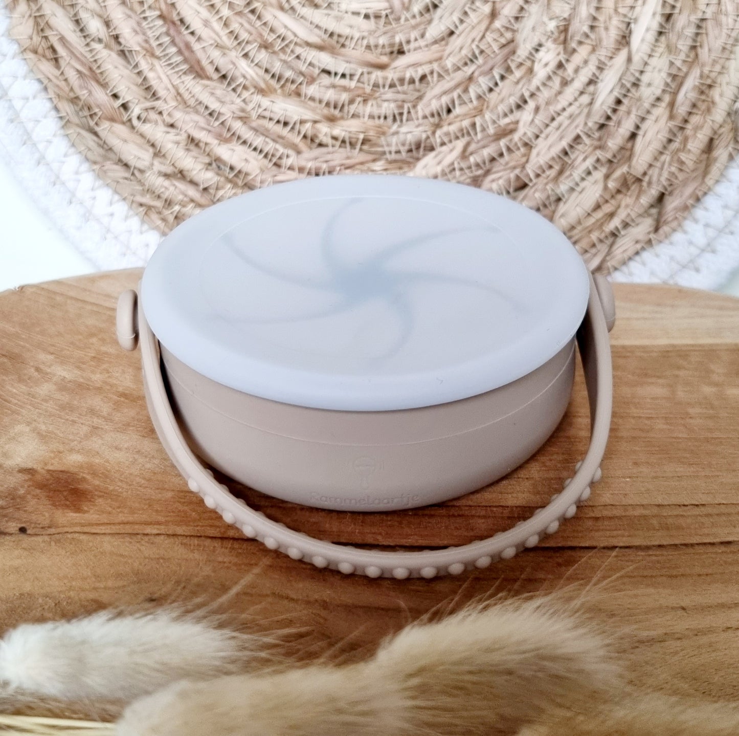 Siliconen opvouwbare snack cup met deksel - Zand