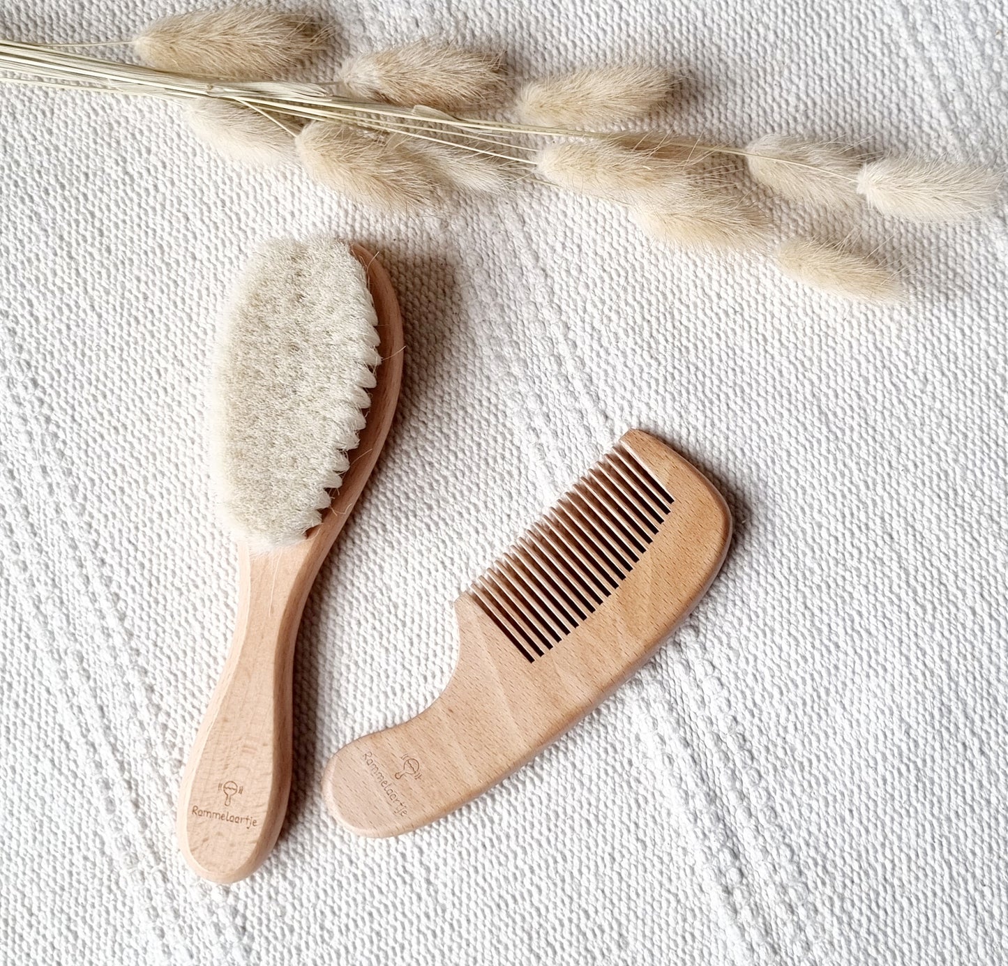 Houten baby borstel en kam set