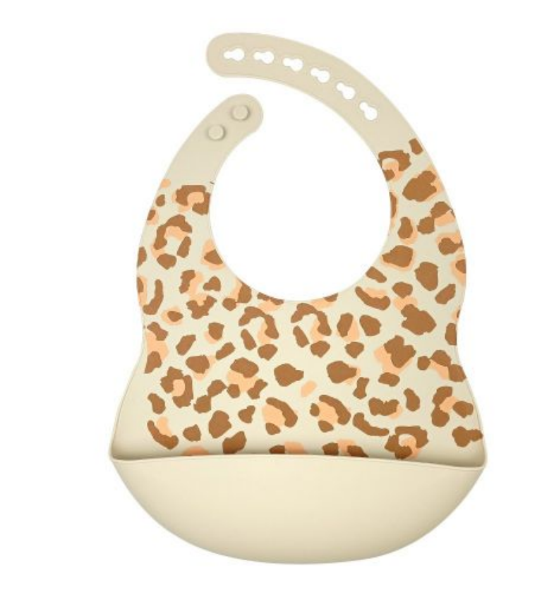Siliconen slabber Luipaard - Beige