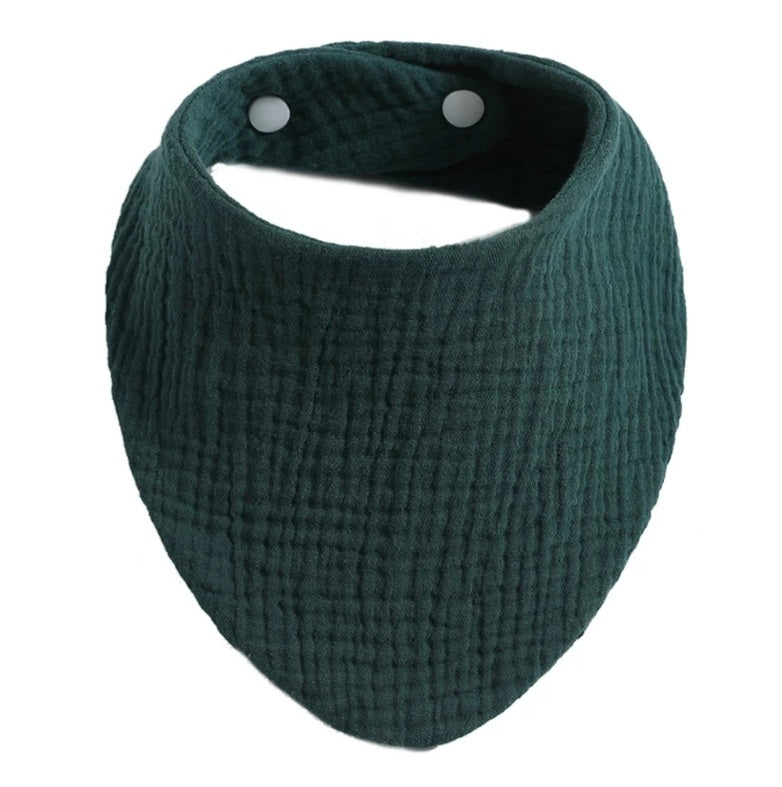 Hydrofiele Slabber / Kwijlslab – Zacht Katoen met Verstelbare Drukknoopjes - Diepgroen